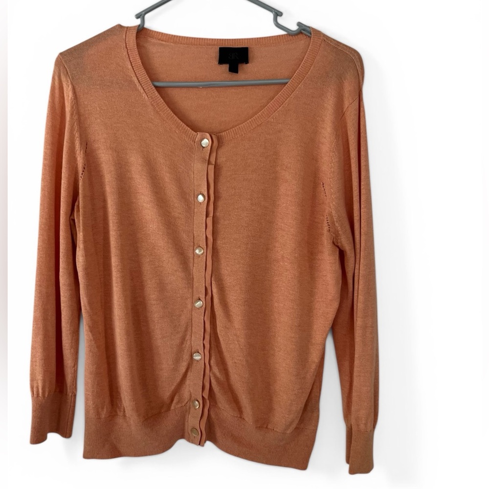 Banana Republic Size L Women's Orange Sherbet Color Silk Cashmere Blend Cardigan